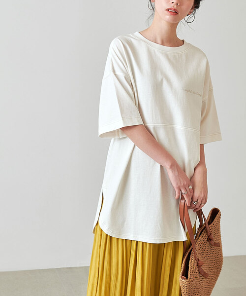 KANGOL EXTRA COMFORT（カンゴールエクストラコンフォート）の「【KANGOL EXTRA COMFORT(カンゴール エクストラ コンフォート)】配色ステッチ切替 ビックシルエットチュニック（チュニック・レディース・ライトグレー/ライトベージュ/ピンク/エメラルド/オフホワイト/ブラック・LL/M/L）」の19枚目の写真