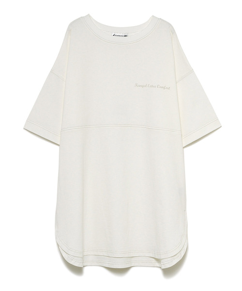 KANGOL EXTRA COMFORT（カンゴールエクストラコンフォート）の「【KANGOL EXTRA COMFORT(カンゴール エクストラ コンフォート)】配色ステッチ切替 ビックシルエットチュニック（チュニック・レディース・ライトグレー/ライトベージュ/ピンク/エメラルド/オフホワイト/ブラック・LL/M/L）」の20枚目の写真