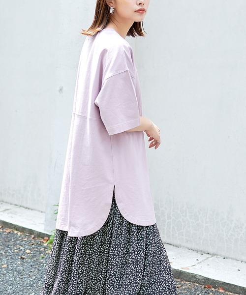 KANGOL EXTRA COMFORT（カンゴールエクストラコンフォート）の「【KANGOL EXTRA COMFORT(カンゴール エクストラ コンフォート)】配色ステッチ切替 ビックシルエットチュニック（チュニック・レディース・ライトグレー/ライトベージュ/ピンク/エメラルド/オフホワイト/ブラック・LL/M/L）」の6枚目の写真