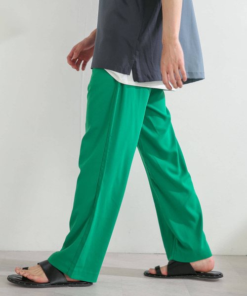 SENSE OF PLACE by URBAN RESEARCH（センスオブプレイスバイアーバンリサーチ）の「『セットアップ対応』ドレープストレートパンツ（その他パンツ・メンズ・ネイビー/ライトベージュ/ブラック/グリーン・MEDIUM/LARGE）」の6枚目の写真