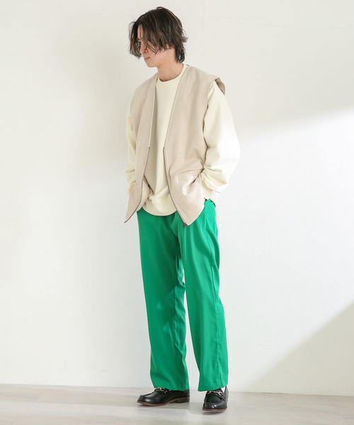 SENSE OF PLACE by URBAN RESEARCH（センスオブプレイスバイアーバンリサーチ）の「『セットアップ対応』ドレープストレートパンツ（その他パンツ・メンズ・ネイビー/ライトベージュ/ブラック/グリーン・MEDIUM/LARGE）」の17枚目の写真