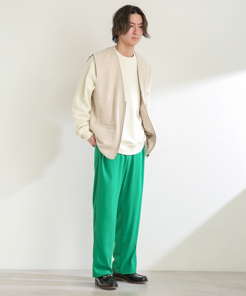 SENSE OF PLACE by URBAN RESEARCH（センスオブプレイスバイアーバンリサーチ）の「『セットアップ対応』ドレープストレートパンツ（その他パンツ・メンズ・ネイビー/ライトベージュ/ブラック/グリーン・MEDIUM/LARGE）」の19枚目の写真