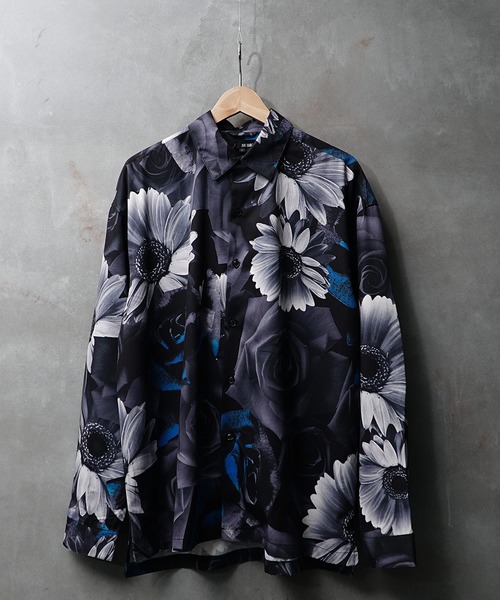 JOKER（ジョーカー）の「オーバーサイズ長袖シャツ メンズ 柄シャツ ビッグシルエット 長袖 シャツ レギュラーカラー 春服（シャツ/ブラウス・メンズ・ホワイト系1/ホワイト系2/ホワイト系3/ブラック系1/ブラック系2/ブラック系3/ブラック系4/ブラック系5/グレー系1/ブルー系1・M/L/XL）」の4枚目の写真