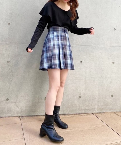 one after another NICE CLAUP(ワンアフターアナザーナイスクラップ)の「プリーツキュロット(その他パンツ・レディース・ブラック/ネイビー/アイボリー/チェック・FREE)」の6枚目の写真