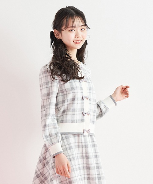 mezzo piano Junior（メゾピアノジュニア）の「チェック柄カーディガン