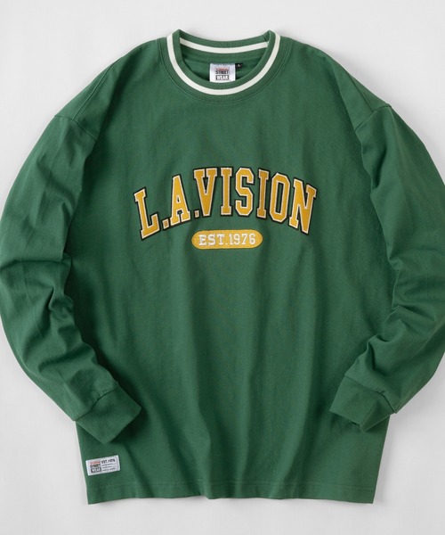 VISION STREET WEAR(ヴィジョンストリートウェア)の「【VISION STREET WEAR/ヴィジョンストリートウェア】カレッジワッペン リブラインロンT/長袖カットソー(Tシャツ/カットソー・レディース・ホワイト/チャコールグレー/グリーン/マルチ・M/L/XL)」の7枚目の写真