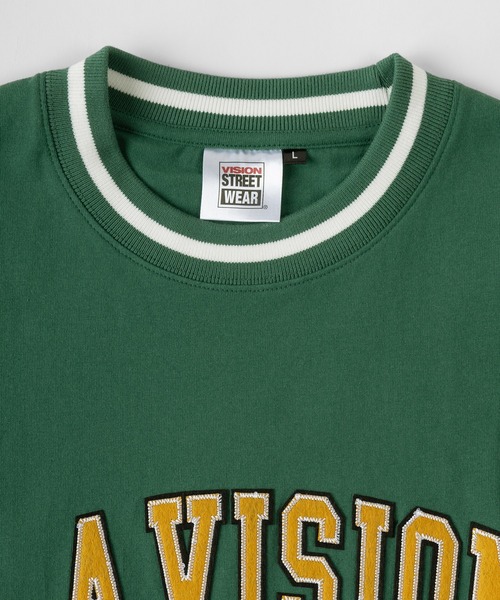 VISION STREET WEAR(ヴィジョンストリートウェア)の「【VISION STREET WEAR/ヴィジョンストリートウェア】カレッジワッペン リブラインロンT/長袖カットソー(Tシャツ/カットソー・レディース・ホワイト/チャコールグレー/グリーン/マルチ・M/L/XL)」の10枚目の写真