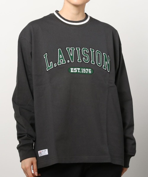 VISION STREET WEAR(ヴィジョンストリートウェア)の「【VISION STREET WEAR/ヴィジョンストリートウェア】カレッジワッペン リブラインロンT/長袖カットソー(Tシャツ/カットソー・レディース・ホワイト/チャコールグレー/グリーン/マルチ・M/L/XL)」の17枚目の写真
