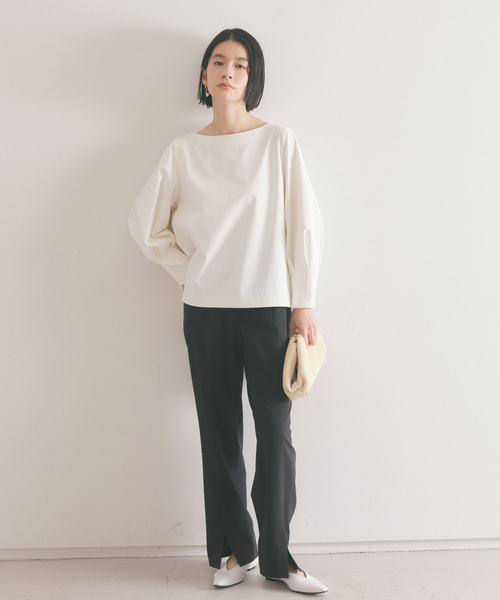 qualite(カリテ)の「《セットアップ対応》2WAYストレッチパフブラウス(シャツ/ブラウス・レディース・ブラック/オフホワイト/カーキ・38/36)」の5枚目の写真