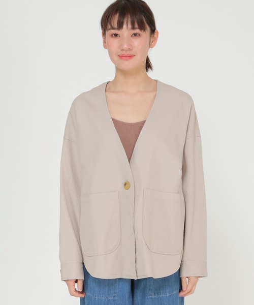 LBC（エルビーシー）の「ノーカラーシャツテールジャケット（ノーカラージャケット・レディース・チャコールグレー/ベージュ・L/M）」の6枚目の写真