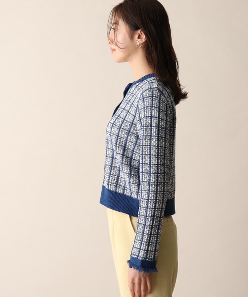 OPAQUE.CLIP（オペークドットクリップ）の「◆ツイード風編みニットカーディガン（カーディガン/ボレロ・レディース・ネイビー/グリーン/イエロー・38）」の5枚目の写真