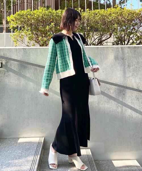 OPAQUE.CLIP（オペークドットクリップ）の「◆ツイード風編みニットカーディガン（カーディガン/ボレロ・レディース・ネイビー/グリーン/イエロー・38）」の15枚目の写真