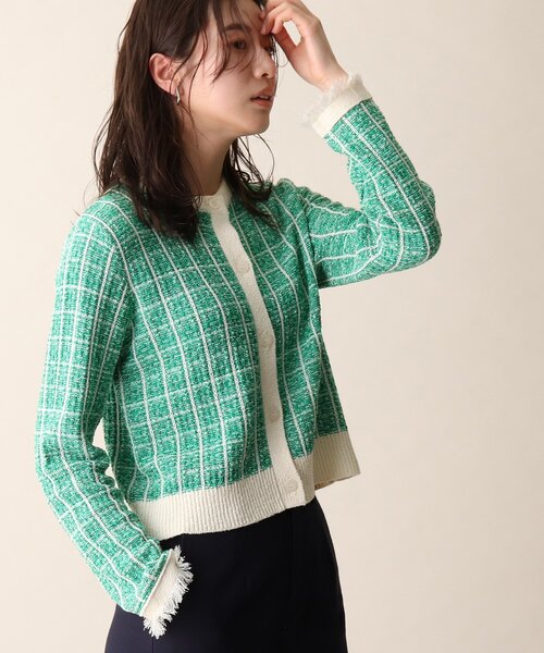 OPAQUE.CLIP（オペークドットクリップ）の「◆ツイード風編みニットカーディガン（カーディガン/ボレロ・レディース・ネイビー/グリーン/イエロー・38）」の18枚目の写真