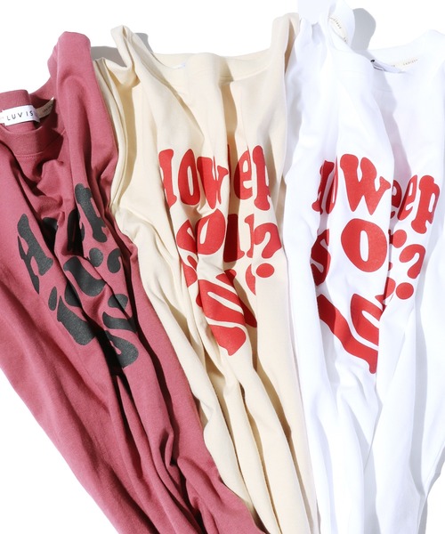 LUVISTRUE（ラヴイズトゥルー）の「LUVISTRUE /ラブ・イズ・トゥルー IN LOVE TEE 半袖Tシャツ（Tシャツ/カットソー・レディース・ホワイト/クリーム/ピンク・FREE）」の7枚目の写真