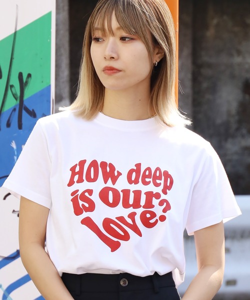 LUVISTRUE（ラヴイズトゥルー）の「LUVISTRUE /ラブ・イズ・トゥルー IN LOVE TEE 半袖Tシャツ（Tシャツ/カットソー・レディース・ホワイト/クリーム/ピンク・FREE）」の13枚目の写真
