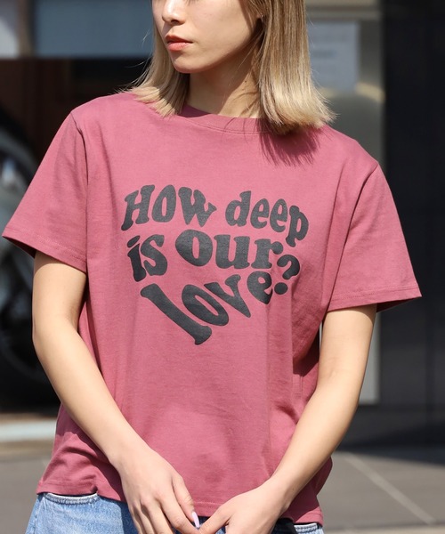 LUVISTRUE（ラヴイズトゥルー）の「LUVISTRUE /ラブ・イズ・トゥルー IN LOVE TEE 半袖Tシャツ（Tシャツ/カットソー・レディース・ホワイト/クリーム/ピンク・FREE）」の16枚目の写真