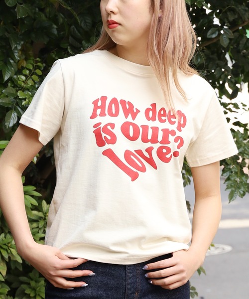 LUVISTRUE（ラヴイズトゥルー）の「LUVISTRUE /ラブ・イズ・トゥルー IN LOVE TEE 半袖Tシャツ（Tシャツ/カットソー・レディース・ホワイト/クリーム/ピンク・FREE）」の15枚目の写真