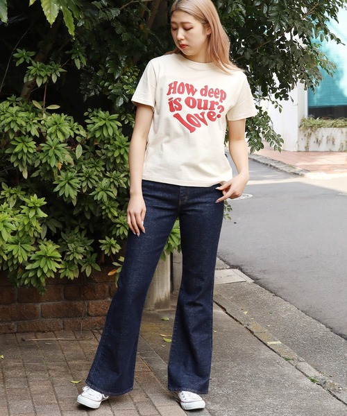 LUVISTRUE（ラヴイズトゥルー）の「LUVISTRUE /ラブ・イズ・トゥルー IN LOVE TEE 半袖Tシャツ（Tシャツ/カットソー・レディース・ホワイト/クリーム/ピンク・FREE）」の18枚目の写真