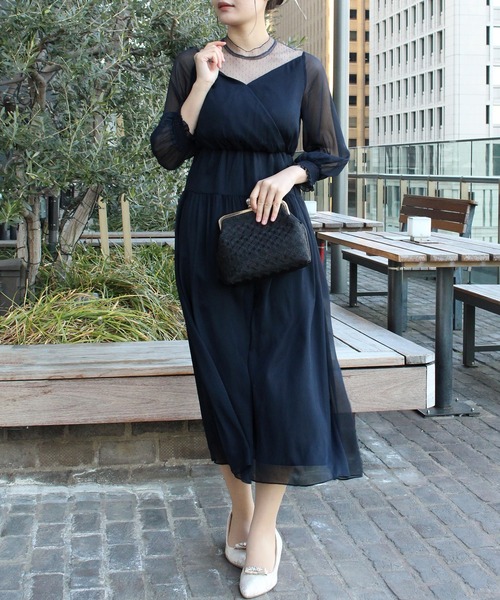 TRUDEA（トルディア）の「カシュクール×チュール（ドレス・レディース・ブラック/チャコールグレー/ネイビー/カーキ・MEDIUM）」の4枚目の写真