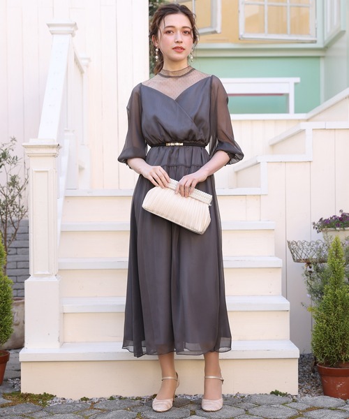 TRUDEA（トルディア）の「カシュクール×チュール（ドレス・レディース・ブラック/チャコールグレー/ネイビー/カーキ・MEDIUM）」の2枚目の写真