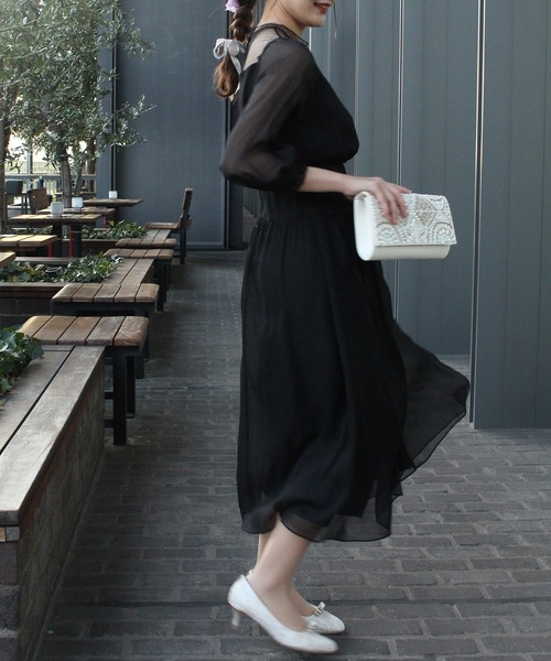 TRUDEA（トルディア）の「カシュクール×チュール（ドレス・レディース・ブラック/チャコールグレー/ネイビー/カーキ・MEDIUM）」の11枚目の写真