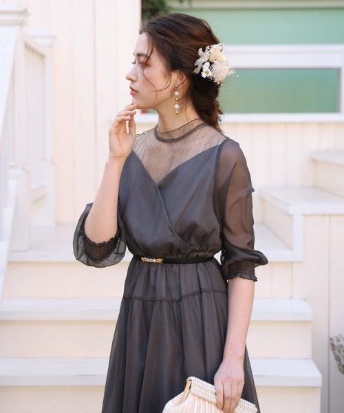 TRUDEA（トルディア）の「カシュクール×チュール（ドレス・レディース・ブラック/チャコールグレー/ネイビー/カーキ・MEDIUM）」の18枚目の写真