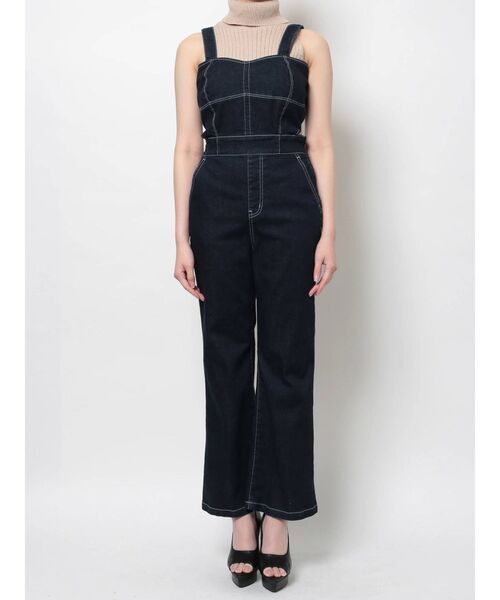 RESEXXY（リゼクシー）の「バイカラーステッチデニムサロペット（つなぎ/オールインワン・レディース・オフホワイト/ブラック/インディゴブルー・FREE）」の14枚目の写真