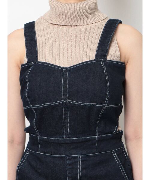 RESEXXY（リゼクシー）の「バイカラーステッチデニムサロペット（つなぎ/オールインワン・レディース・オフホワイト/ブラック/インディゴブルー・FREE）」の17枚目の写真
