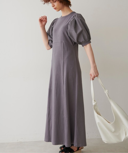 FREE'S MART(フリーズマート)の「◆布帛ドッキング半袖カットソーマキシワンピース(ワンピース・レディース・ホワイト/ブラック/カーキ・SMALL/MEDIUM)」の5枚目の写真