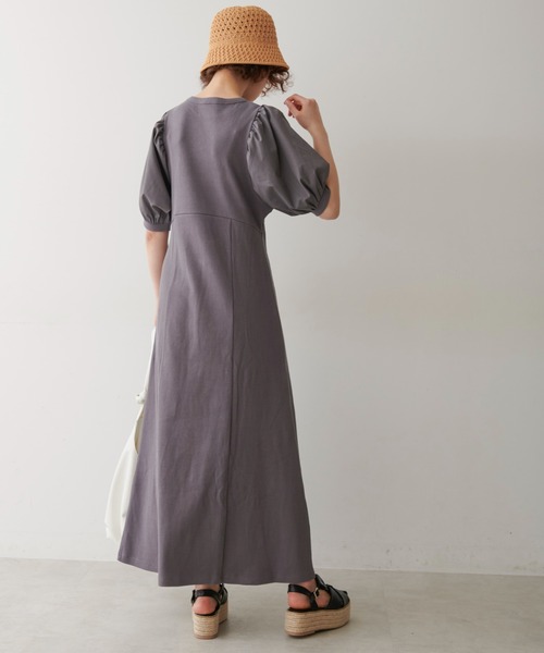 FREE'S MART(フリーズマート)の「◆布帛ドッキング半袖カットソーマキシワンピース(ワンピース・レディース・ホワイト/ブラック/カーキ・SMALL/MEDIUM)」の9枚目の写真