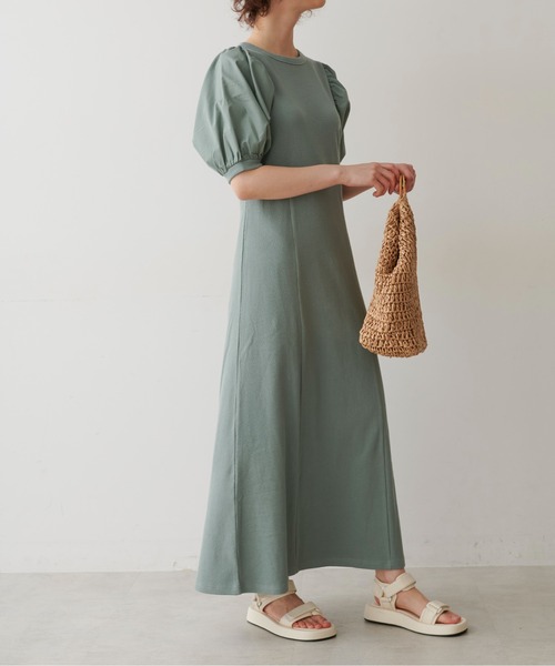 FREE'S MART(フリーズマート)の「◆布帛ドッキング半袖カットソーマキシワンピース(ワンピース・レディース・ホワイト/ブラック/カーキ・SMALL/MEDIUM)」の11枚目の写真