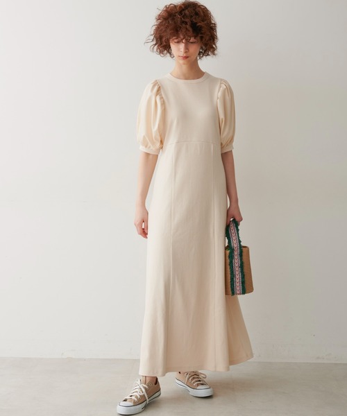 FREE'S MART(フリーズマート)の「◆布帛ドッキング半袖カットソーマキシワンピース(ワンピース・レディース・ホワイト/ブラック/カーキ・SMALL/MEDIUM)」の19枚目の写真