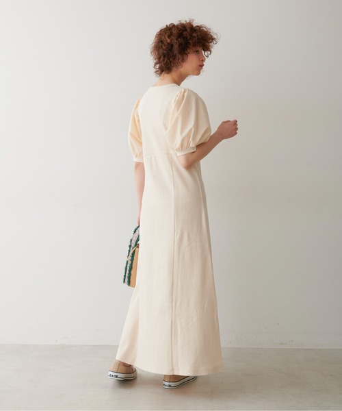 FREE'S MART(フリーズマート)の「◆布帛ドッキング半袖カットソーマキシワンピース(ワンピース・レディース・ホワイト/ブラック/カーキ・SMALL/MEDIUM)」の21枚目の写真