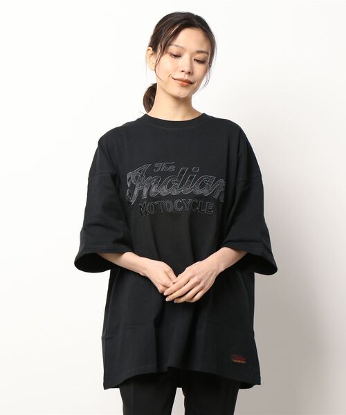 INDIAN(インディアン)の「《Bl》サテンロゴオーバーサイズTシャツ 半袖 / INDIAN(Tシャツ/カットソー・レディース・ホワイト/ブラック/ミント・MEDIUM/LARGE)」の2枚目の写真