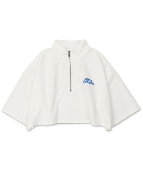 SPINNS(スピンズ)の「ハーフジップショート丈5分袖カットソー(Tシャツ/カットソー・レディース・ホワイト/サックスブルー/ピンク/グリーン/オートミール・ONESIZE)」の14枚目の写真