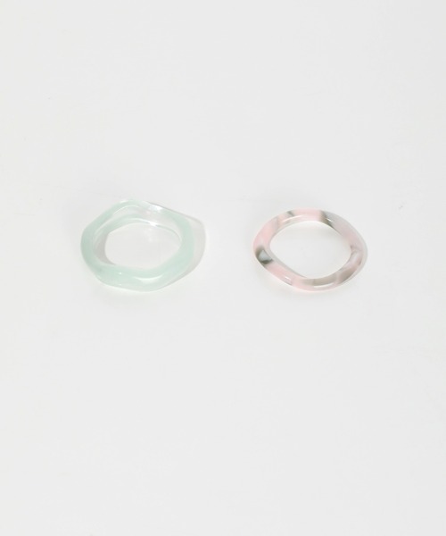 UNE MANSION（ユヌマンション）の「ホマイカウェーブリングセット（リング・レディース・ホワイト/スカイブルー/パープル/グレー/ピンク/イエロー/ブルー/グリーン・ONE SIZE）」の9枚目の写真