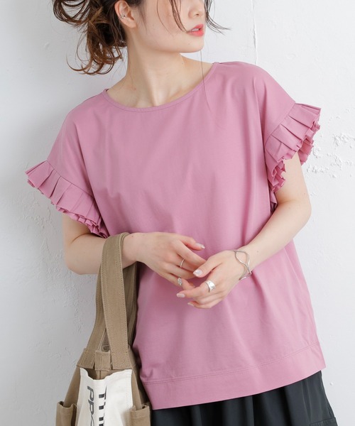 PUAL CE CIN（ピュアルセシン）の「シルケット袖フリルTシャツ（Tシャツ/カットソー・レディース・ブラック/ピンク/ブルー/グリーン・FREE）」の11枚目の写真