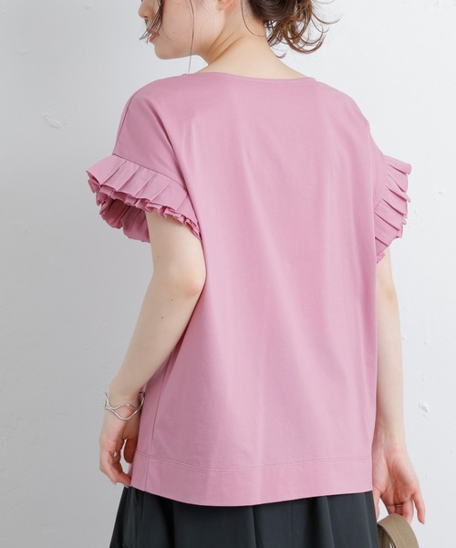 PUAL CE CIN（ピュアルセシン）の「シルケット袖フリルTシャツ（Tシャツ/カットソー・レディース・ブラック/ピンク/ブルー/グリーン・FREE）」の9枚目の写真