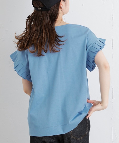 PUAL CE CIN（ピュアルセシン）の「シルケット袖フリルTシャツ（Tシャツ/カットソー・レディース・ブラック/ピンク/ブルー/グリーン・FREE）」の14枚目の写真