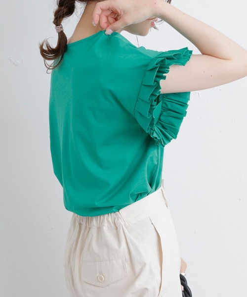 PUAL CE CIN（ピュアルセシン）の「シルケット袖フリルTシャツ（Tシャツ/カットソー・レディース・ブラック/ピンク/ブルー/グリーン・FREE）」の18枚目の写真