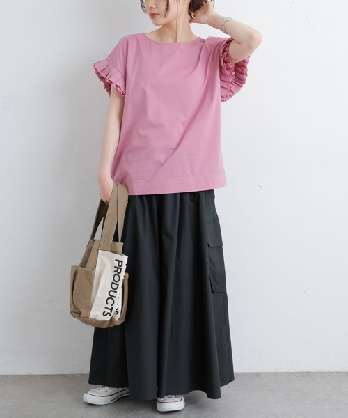 PUAL CE CIN（ピュアルセシン）の「シルケット袖フリルTシャツ