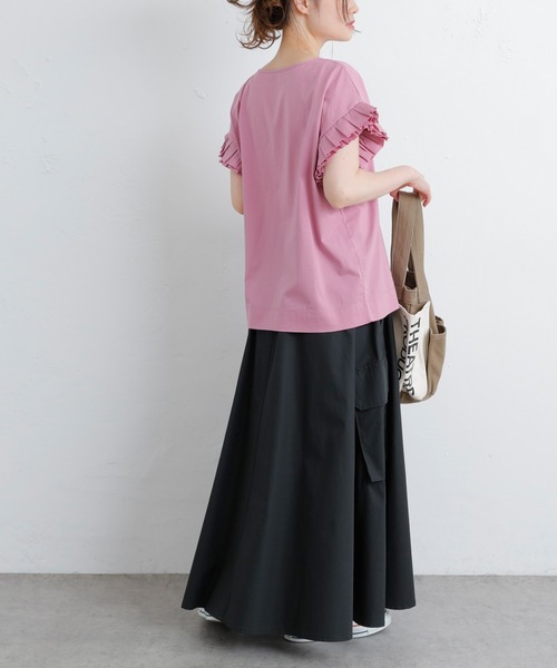 PUAL CE CIN（ピュアルセシン）の「シルケット袖フリルTシャツ（Tシャツ/カットソー・レディース・ブラック/ピンク/ブルー/グリーン・FREE）」の10枚目の写真