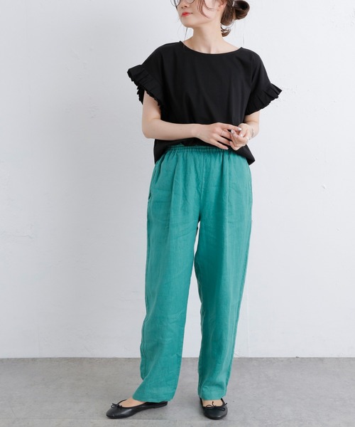 PUAL CE CIN（ピュアルセシン）の「シルケット袖フリルTシャツ（Tシャツ/カットソー・レディース・ブラック/ピンク/ブルー/グリーン・FREE）」の15枚目の写真