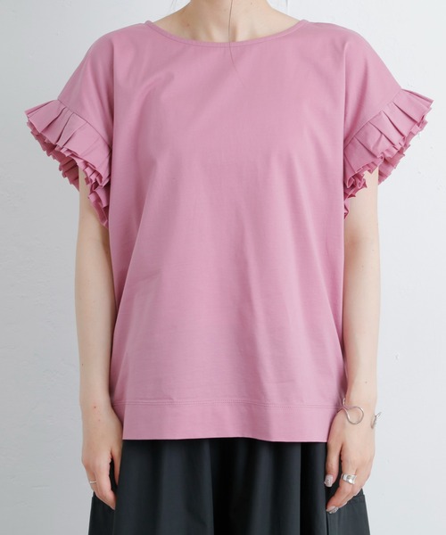 PUAL CE CIN（ピュアルセシン）の「シルケット袖フリルTシャツ