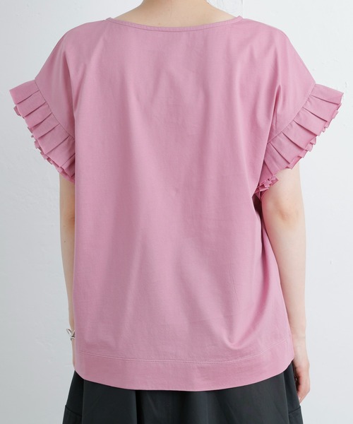 PUAL CE CIN（ピュアルセシン）の「シルケット袖フリルTシャツ（Tシャツ/カットソー・レディース・ブラック/ピンク/ブルー/グリーン・FREE）」の5枚目の写真