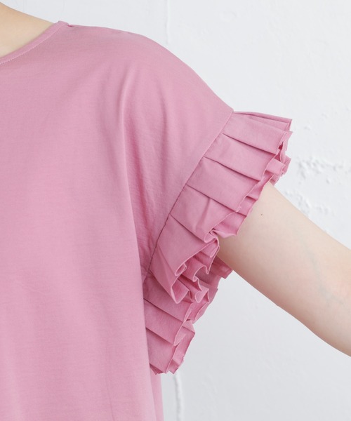 PUAL CE CIN（ピュアルセシン）の「シルケット袖フリルTシャツ（Tシャツ/カットソー・レディース・ブラック/ピンク/ブルー/グリーン・FREE）」の13枚目の写真