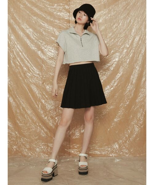 EMODA（エモダ）の「カバーハーフジップトップ（Tシャツ/カットソー・レディース・ホワイト/ブラック/グレー・FREE）」の6枚目の写真