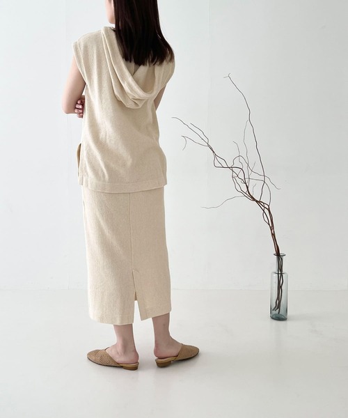 URBAN RESEARCH DOORS（アーバンリサーチドアーズ）の「『セットアップ対応』ヘリンボーン柄カットパーカー（パーカー・レディース・ブラウン/ナチュラル・MEDIUM）」の10枚目の写真