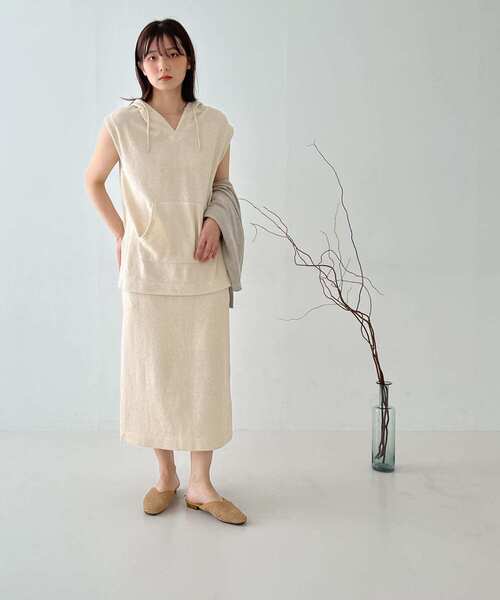 URBAN RESEARCH DOORS（アーバンリサーチドアーズ）の「『セットアップ対応』ヘリンボーン柄カットパーカー（パーカー・レディース・ブラウン/ナチュラル・MEDIUM）」の20枚目の写真