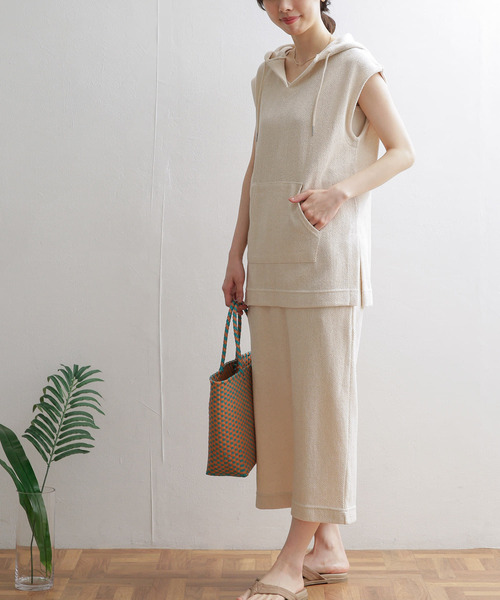 URBAN RESEARCH DOORS（アーバンリサーチドアーズ）の「『セットアップ対応』ヘリンボーン柄カットパーカー（パーカー・レディース・ブラウン/ナチュラル・MEDIUM）」の12枚目の写真